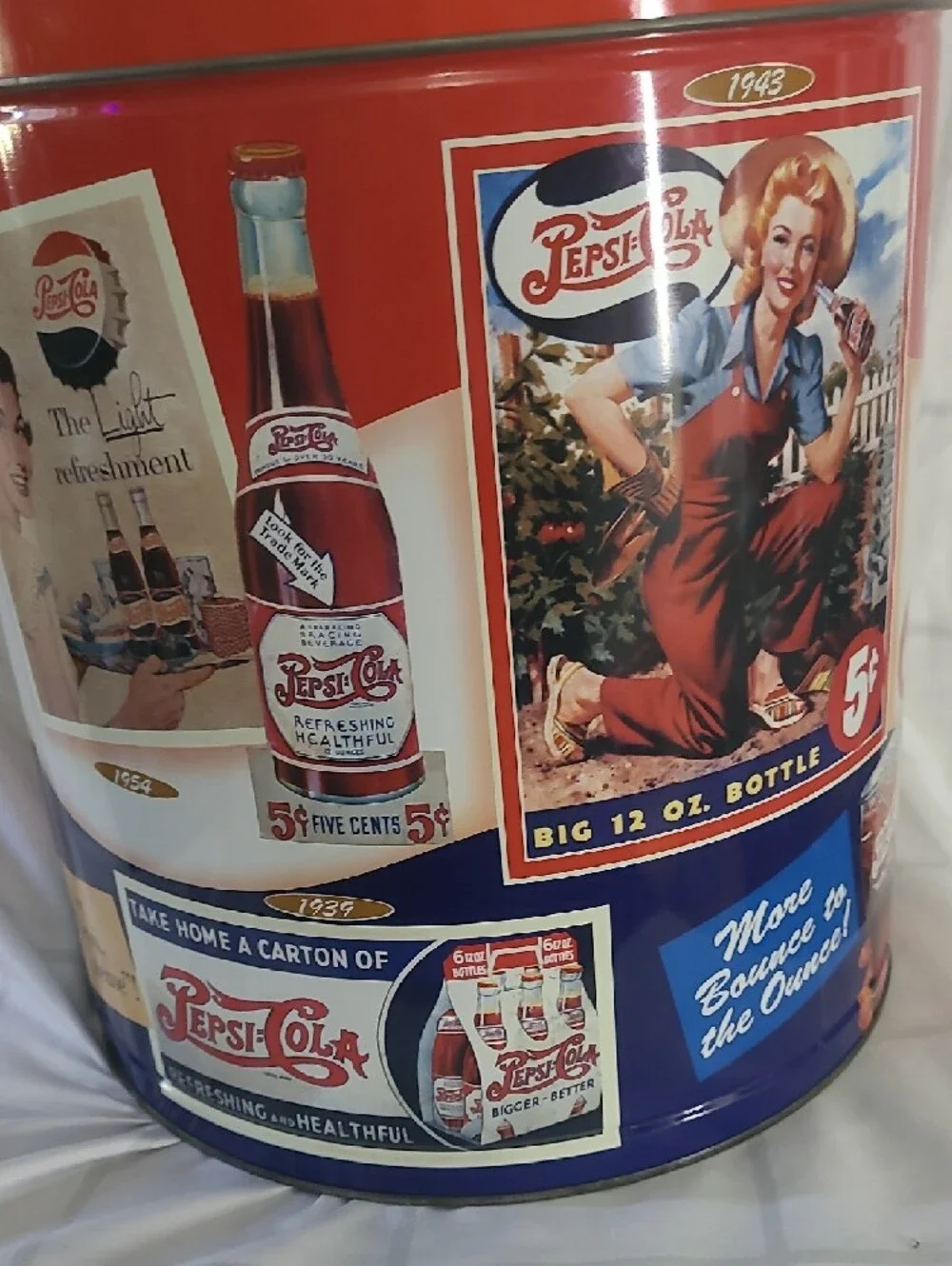 Vintage Coca Cola Pepsi-Cola Retro Red White Blue Storage Tin